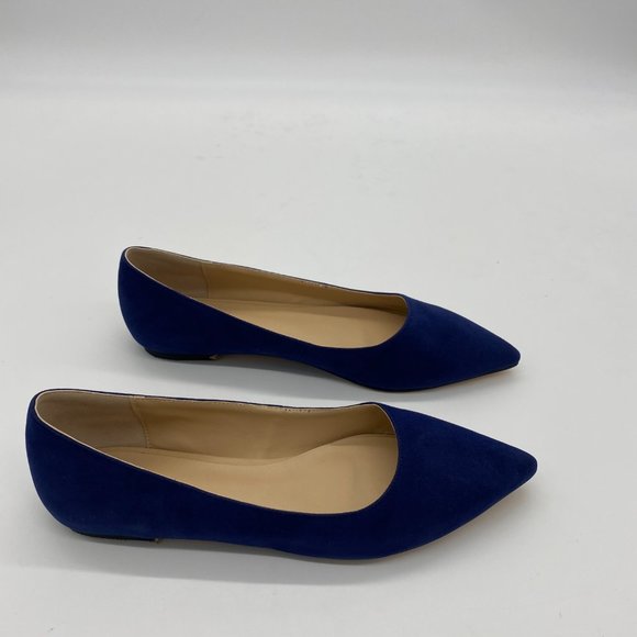 YDN Dark Blue Classic Pointy Toe Flat Suede Casual - Picture 4 of 8
